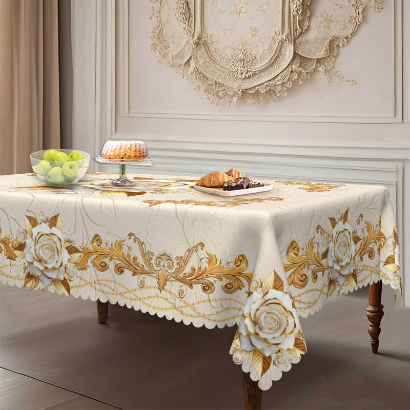 đ Lyxig guldfĂ€rgad bordsduk â° skyddar bordet, lĂ€tt att torka av & ger en elegant hemkĂ€nsla đĄ