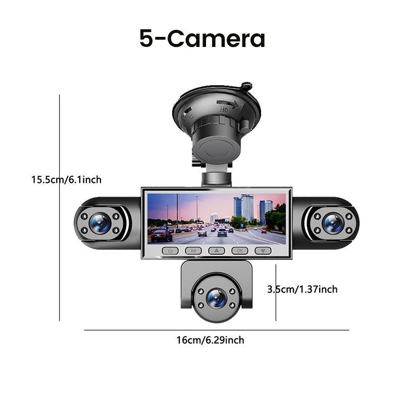 đ HD 1080P Flerlins Bilkamera med Nattseende â 4 eller 5 Linser, Tydlig TĂ€ckning Dag & Natt â Loop-inspelning, G-sensor & 24-timmars Parkeringsövervakning âš