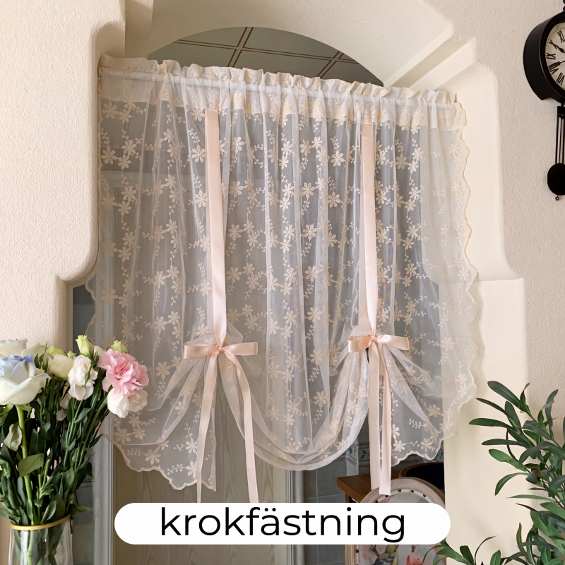 đąđą50 % RABATT !! â°Broderad blommig knytbar skir gardin