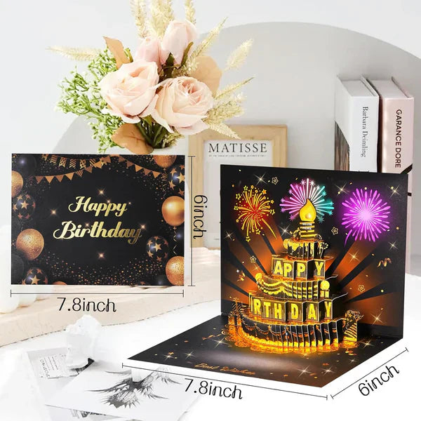 🎵 60% RABATT! 🎂 3D Popup-Musikalisk Födelsedagskort – Lyser, Spelar Sång & Överraskande Popup 🎁