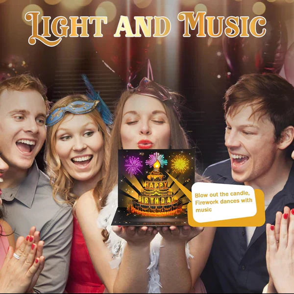 🎵 60% RABATT! 🎂 3D Popup-Musikalisk Födelsedagskort – Lyser, Spelar Sång & Överraskande Popup 🎁