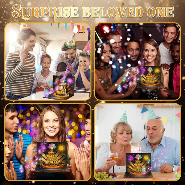 🎵 60% RABATT! 🎂 3D Popup-Musikalisk Födelsedagskort – Lyser, Spelar Sång & Överraskande Popup 🎁