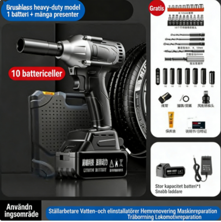 🧰🔧 50% RABATT! | Borstlös 20V Slagskruvdragare – 350Nm, 2x5,0Ah Batterier & 6-stegs Moment!
