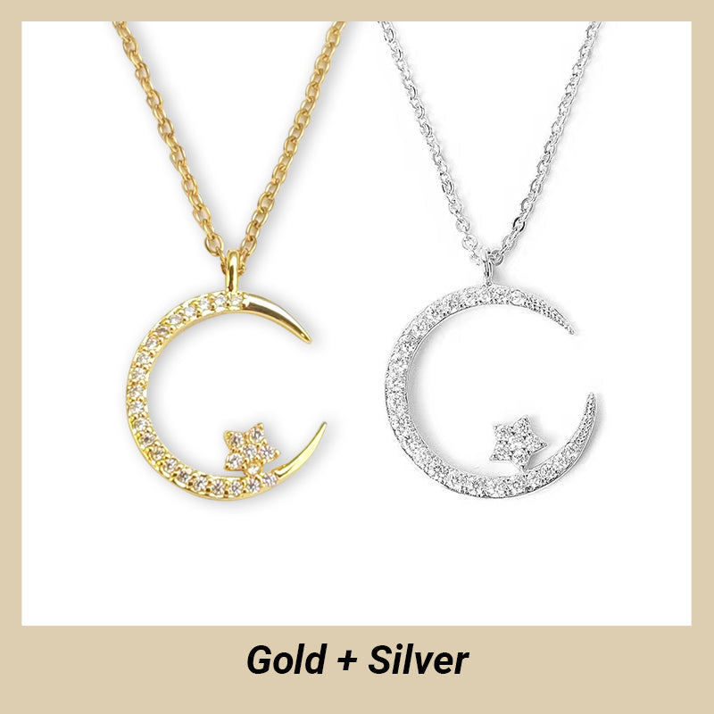 🎁 50 % rabatt🌙✨ En strålande natt: Halsband med måne och stjärnor – sprider en elegant glans i nattens mörker, med förtrollande stjärnljus 💫🌌