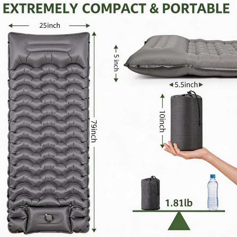 ⛺ 50% RABATT NU!☁️ Utomhustält Uppblåsbar Kudde – Ultrakomfort & Snabb Uppblåsning – Portabel Campingmadrass för Vandring 🎒