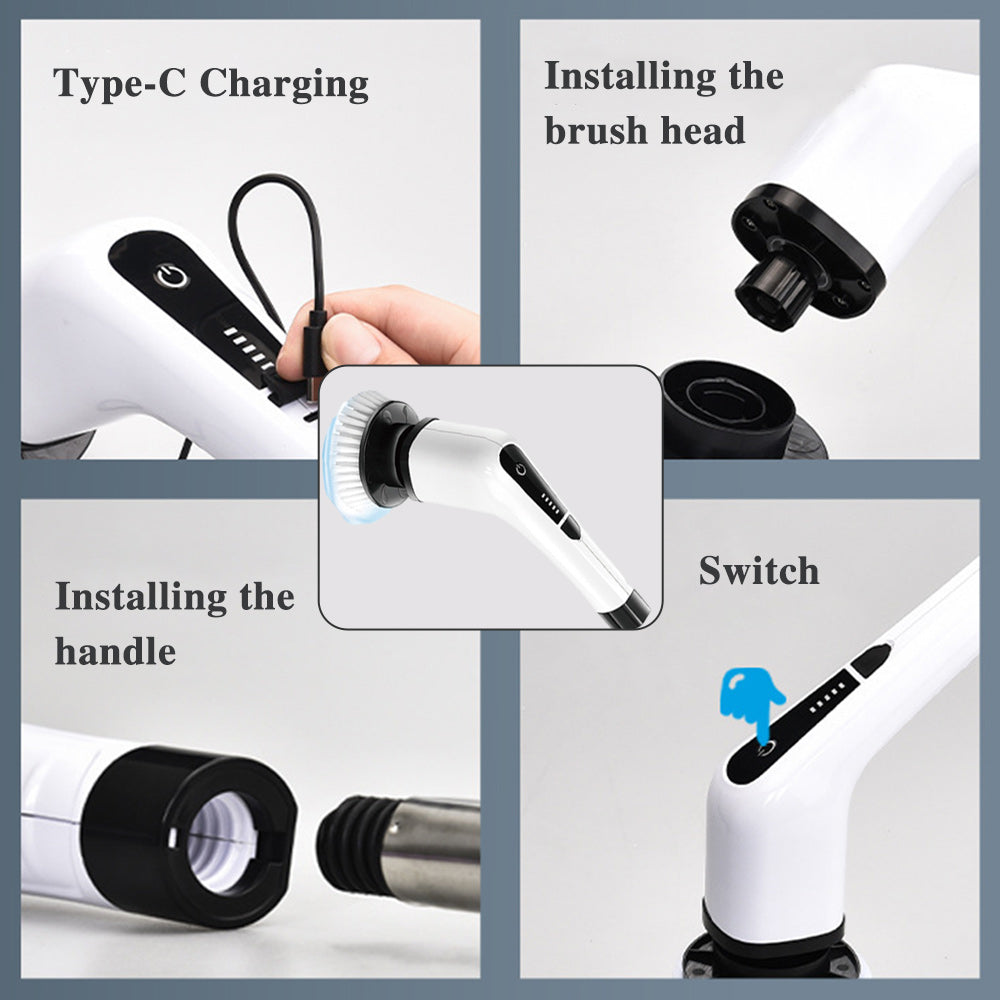 🧽 50 % RABATT! ⚡ Elektrisk roterande rengöringsborste – 7 utbytbara huvuden, 300 RPM & IPX5 vattentät, perfekt för badrum, kök & kakel 🛁