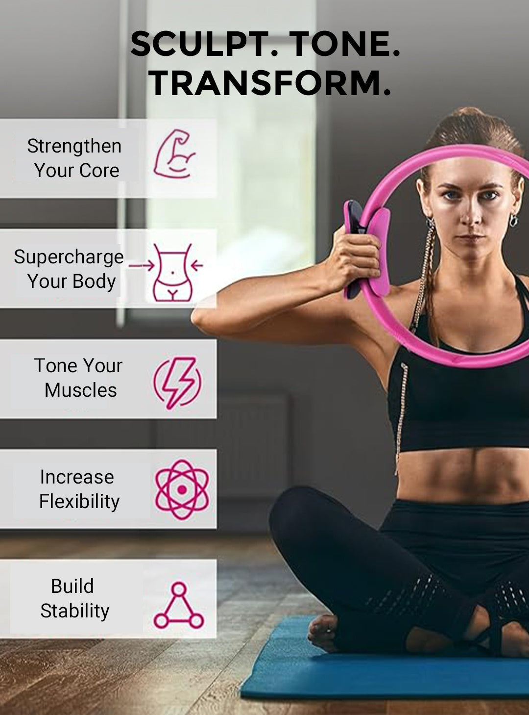 🏆🌸 Forma, stärk och förbättra hållningen – en Pilatesring i ett stycke som passar alla nivåer! 🌿✨ Hållbar och effektiv, perfekt för hemmabruk.