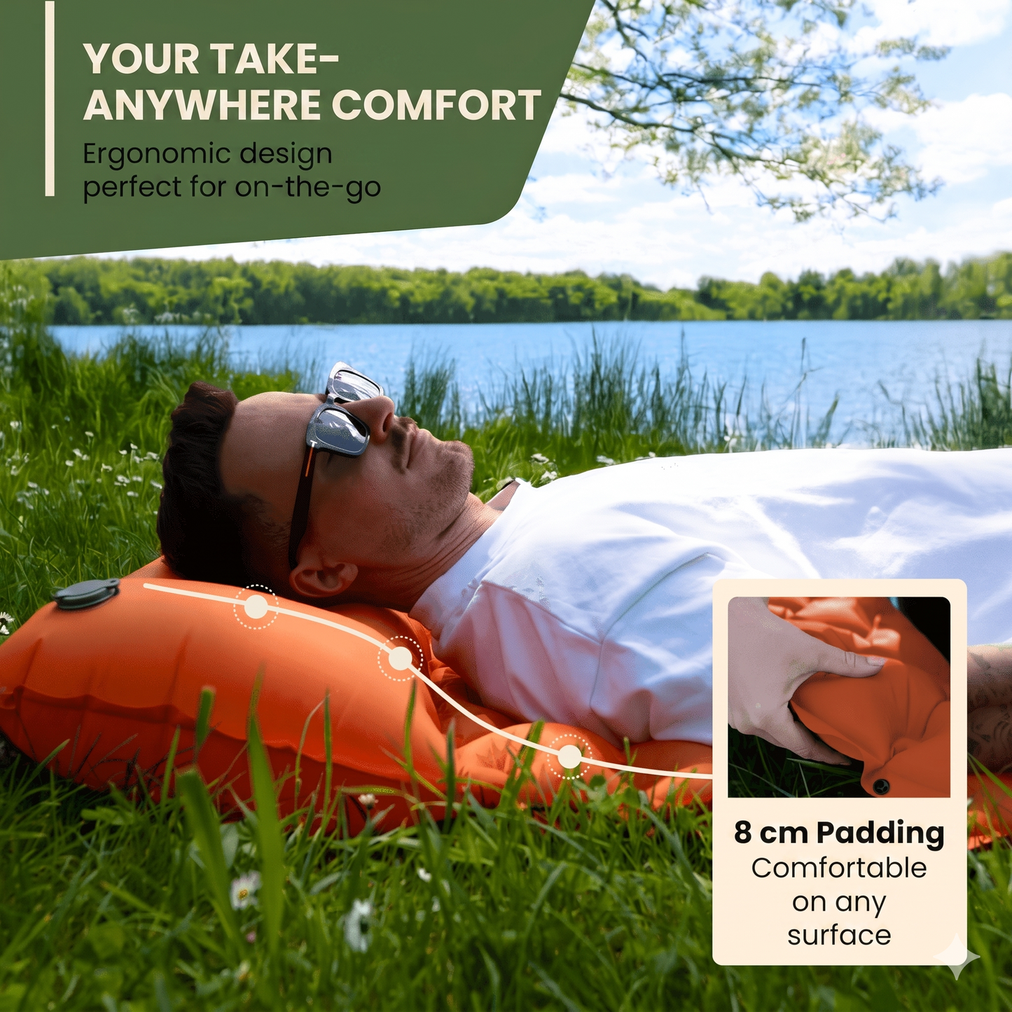 🛏️ 50% RABATT NU! ⛺ Lyxig Ultralätt Liggunderlag – Inbyggd Fotpump & 7,5 cm Tjock – Perfekt för Camping, Vandring & Stranden – Vattentät & Kompakt 🌊