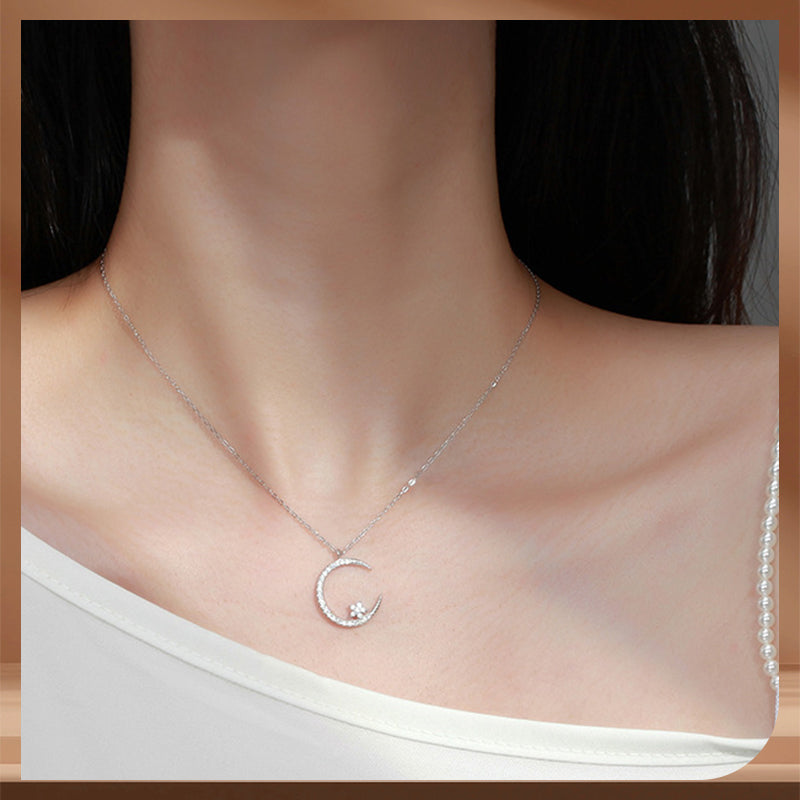 🎁 50 % rabatt🌙✨ En strålande natt: Halsband med måne och stjärnor – sprider en elegant glans i nattens mörker, med förtrollande stjärnljus 💫🌌
