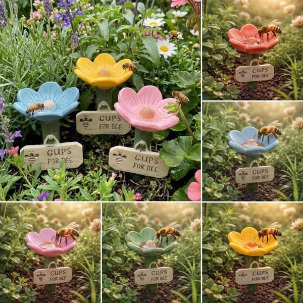 ⏳Begränsad tid 50 % rabatt🐝Blommformad vattenstation för bin💧