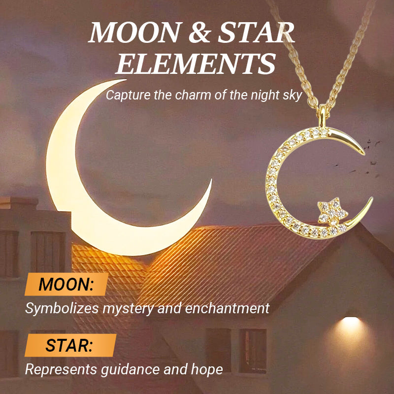 🎁 50 % rabatt🌙✨ En strålande natt: Halsband med måne och stjärnor – sprider en elegant glans i nattens mörker, med förtrollande stjärnljus 💫🌌