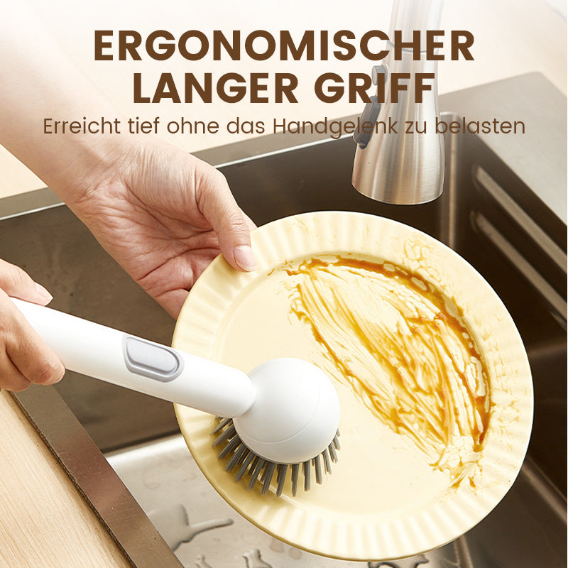 🍳 60 % rabatt! 🧼 Långhandlad roterande rengöringsborste💗 – grundlig rengöring, ryggvänlig, idealisk för bestick 💦