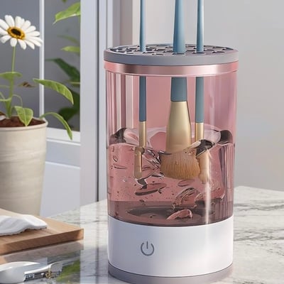 💖 60% RABATT! ✨ AUTOMATISK SMINKBORSTETVÄTT - Djuprengöring på 3 Minuter, Bärbar & Tyst Drift, USB-laddning för Resor och Hemmabruk 🌸🚿