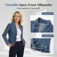🧥50 % RABATT! ✨ Dammjeansjacka – öppen framsida, volangkant, lätt, klassisk tvätt ✨