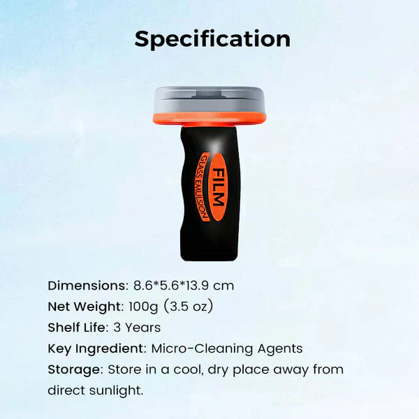 🔥KÖP 2 FÅ 1 GRATIS🧼 Handhållen rengöringsmedel för oljefilm | Tar bort oljefilm · Mjuk borste som inte skadar glaset · Polering i ett steg · Bärbar och mångsidig