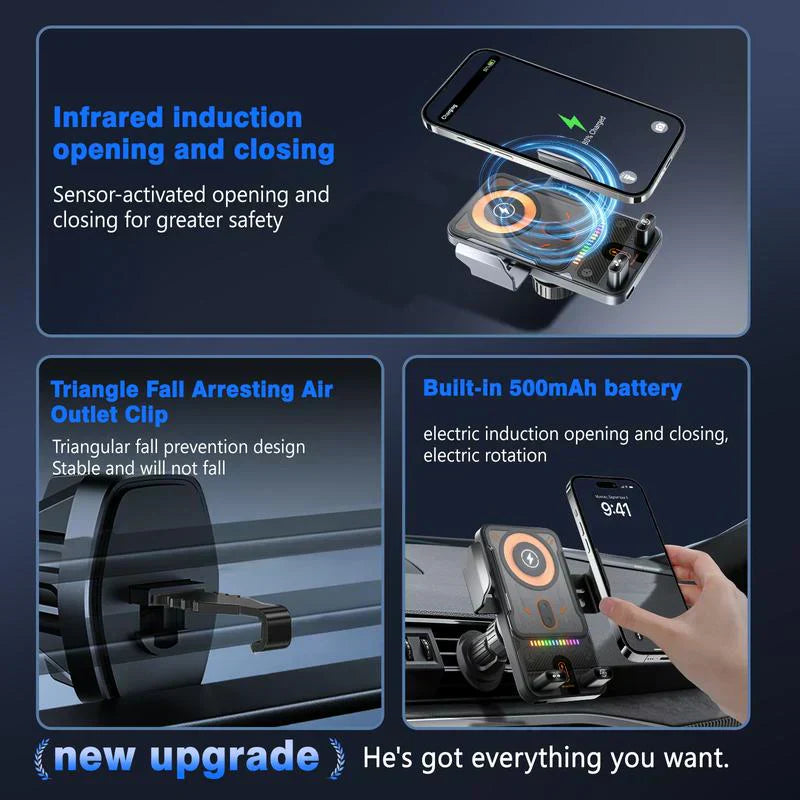 🚗 50% RABATT! 📱 2-i-1 Bilhållare & Trådlös Laddare – Roterbar Magnetisk Fäste, Snabbladdning & Universell Kompatibilitet 🔋