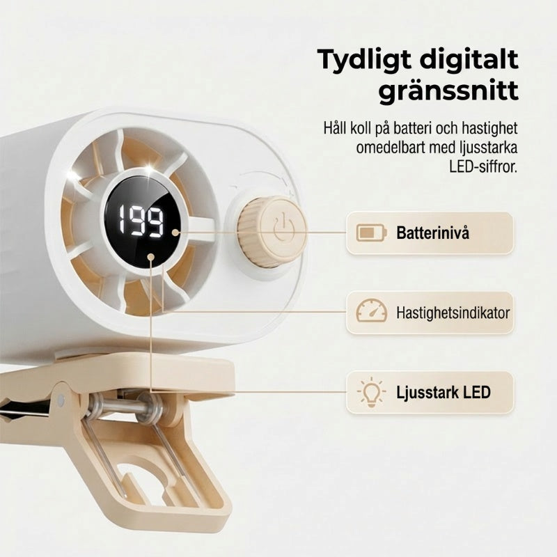 🔥50% RABATT! 🔥Uppladdningsbar Portabel Luftkylare med Clip för Utomhusbruk