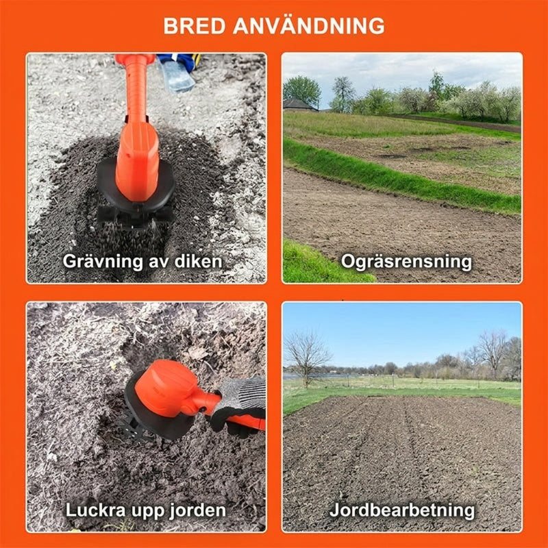 🥳STORREA 2026🥳💞Över 50 000 sålda!🔋🧑‍🌾 50 % RABATT! Sladdlös, uppladdningsbar jordfräs – inga sladdar, ingen bensin. Blad av 65Mn-stål, halksäkert handtag. Perfekt för upphöjda rabatter och kantplanteringar. Säg adjö till handspadar. 🛡️✨