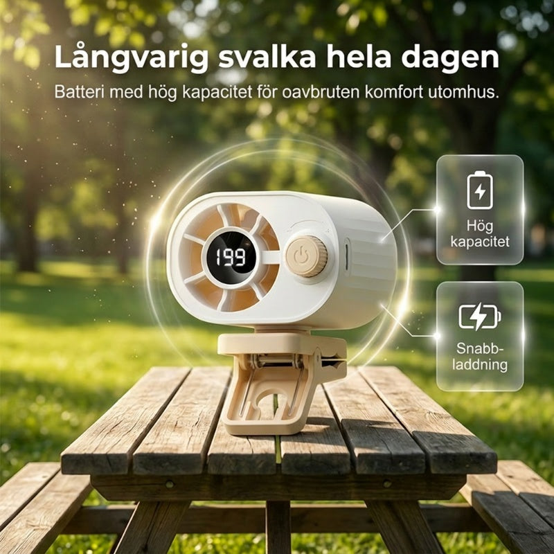 🔥50% RABATT! 🔥Uppladdningsbar Portabel Luftkylare med Clip för Utomhusbruk