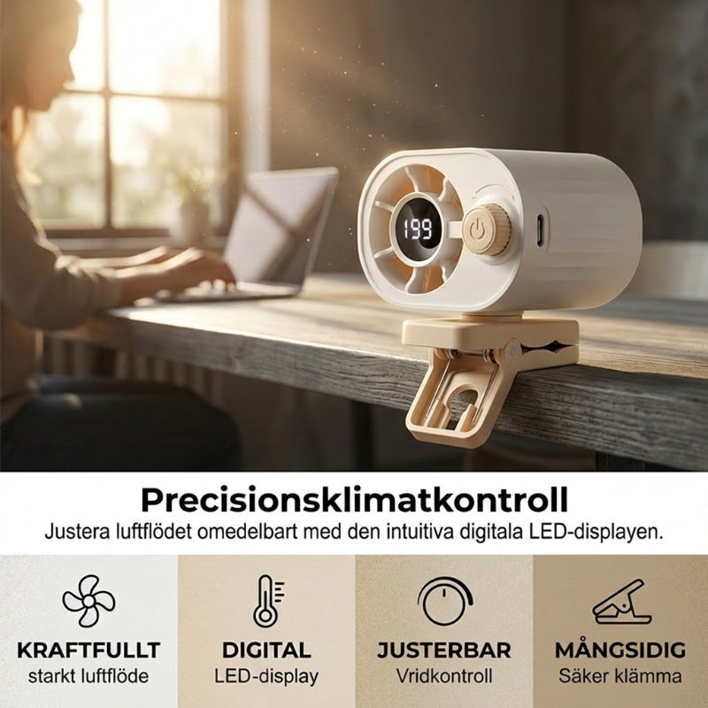 🔥50% RABATT! 🔥Uppladdningsbar Portabel Luftkylare med Clip för Utomhusbruk