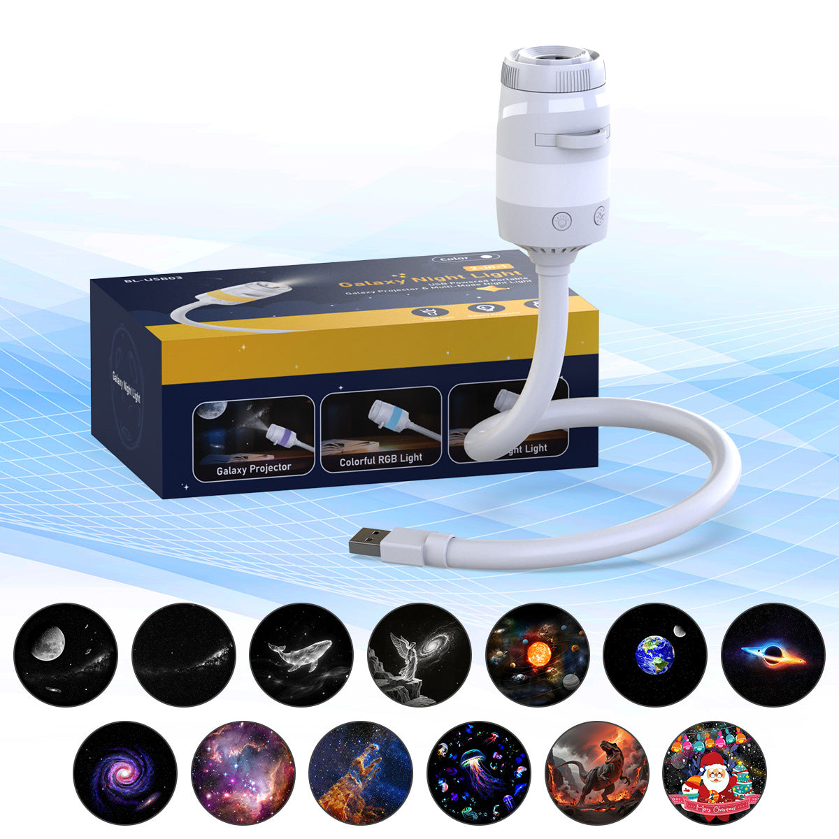 🌌 50 % RABATT NU! 💫 USB-lampa med stjärnhimmelprojektion – 13 utbytbara filmskivor & flexibel hals – perfekt för sovrummet ✨