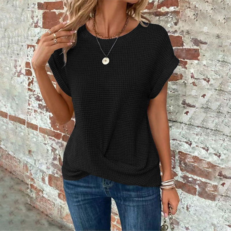 👗 50 % RABATT JUST NU! 🦇 Sommar-T-shirt för damer med virkade fladdermusärmar – Boho-virkning, luftiga ärmar och lätt material – Perfekt för varma dagar och en avslappnad stil ☀️