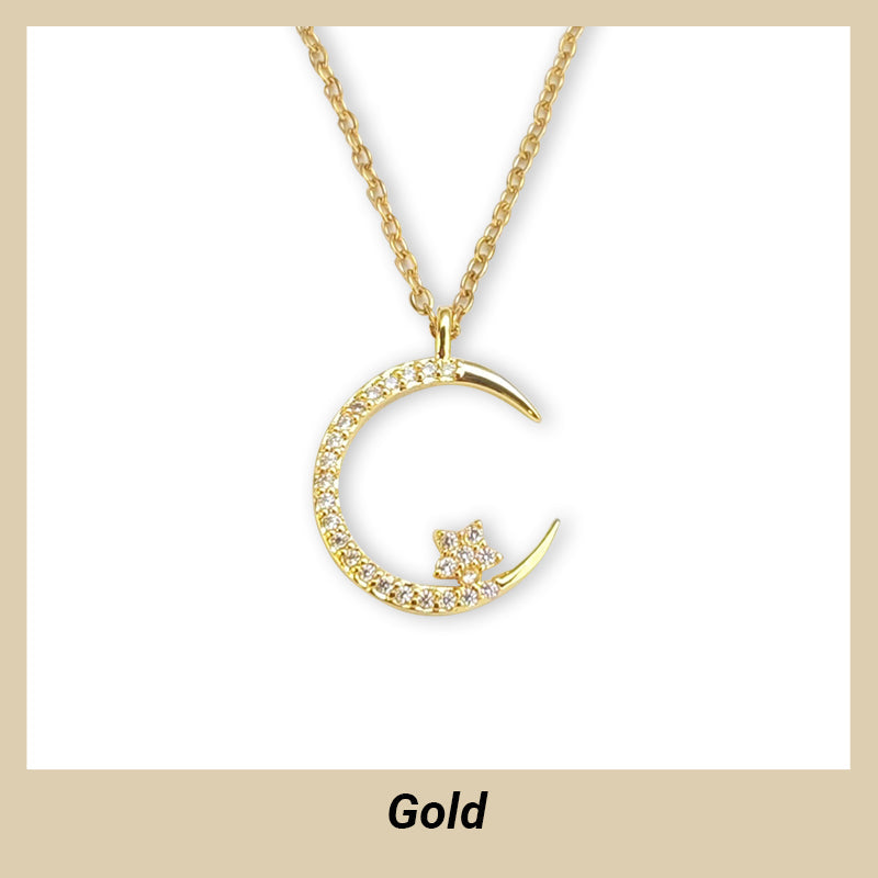 🎁 50 % rabatt🌙✨ En strålande natt: Halsband med måne och stjärnor – sprider en elegant glans i nattens mörker, med förtrollande stjärnljus 💫🌌
