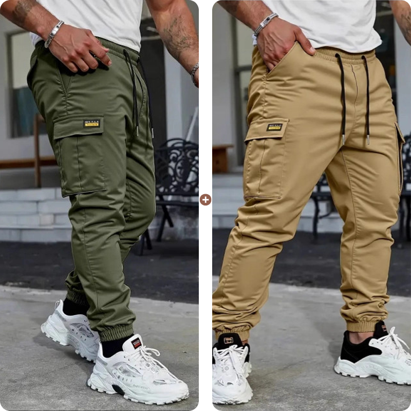 👖 50% RABATT NU!🛠️ Herr Arbetsbyxor Cargo Sweatpants – Taperade Joggers & Dragsko – Multi-Ficka Streetwear 🔥