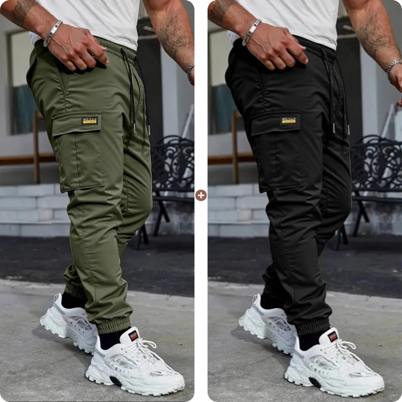 👖 50% RABATT NU!🛠️ Herr Arbetsbyxor Cargo Sweatpants – Taperade Joggers & Dragsko – Multi-Ficka Streetwear 🔥