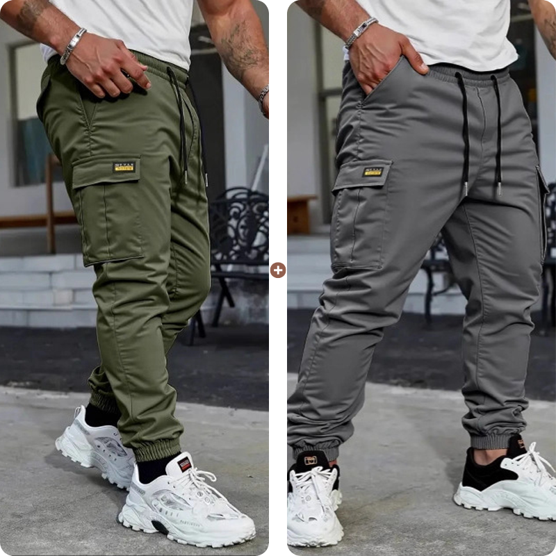 👖 50% RABATT NU!🛠️ Herr Arbetsbyxor Cargo Sweatpants – Taperade Joggers & Dragsko – Multi-Ficka Streetwear 🔥