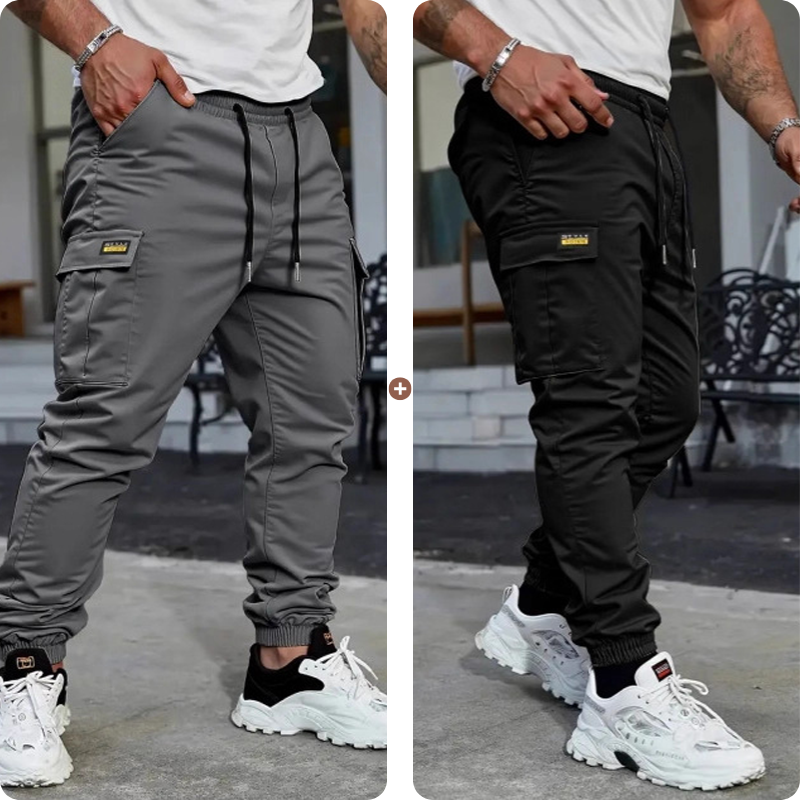 👖 50% RABATT NU!🛠️ Herr Arbetsbyxor Cargo Sweatpants – Taperade Joggers & Dragsko – Multi-Ficka Streetwear 🔥