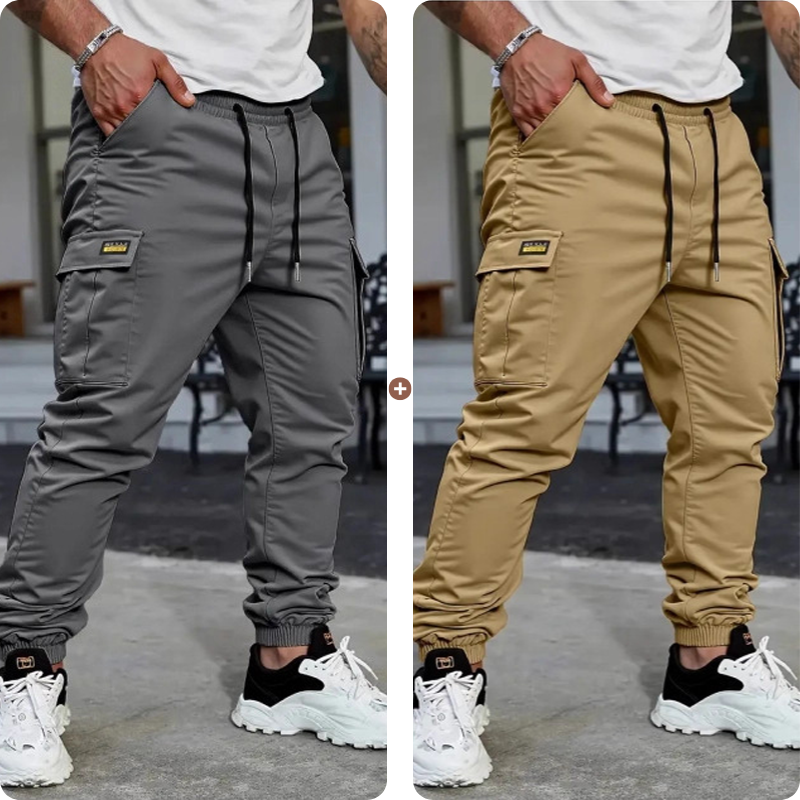 👖 50% RABATT NU!🛠️ Herr Arbetsbyxor Cargo Sweatpants – Taperade Joggers & Dragsko – Multi-Ficka Streetwear 🔥