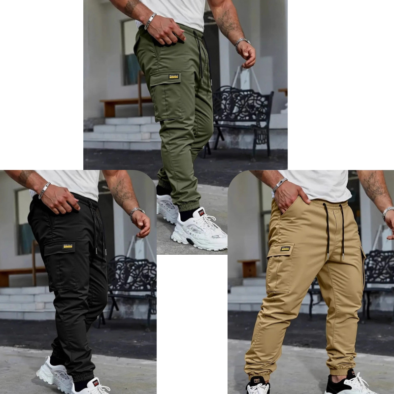 👖 50% RABATT NU!🛠️ Herr Arbetsbyxor Cargo Sweatpants – Taperade Joggers & Dragsko – Multi-Ficka Streetwear 🔥