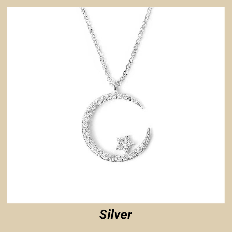 🎁 50 % rabatt🌙✨ En strålande natt: Halsband med måne och stjärnor – sprider en elegant glans i nattens mörker, med förtrollande stjärnljus 💫🌌