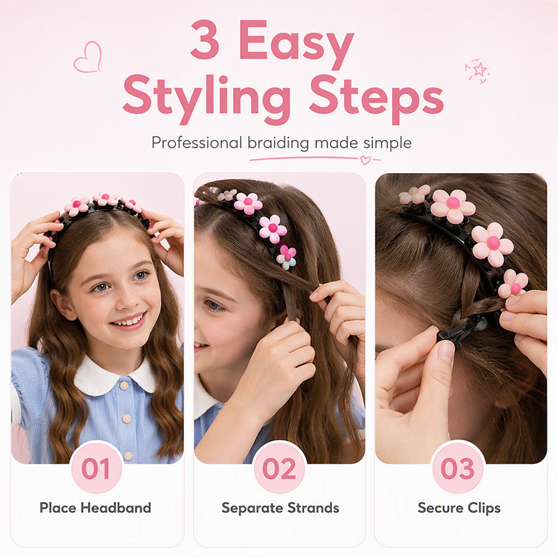 🎀 Köp 1 få 1 gratis! ✨ Söta flätade hårnål – fin dekoration för flickor – mjukt ABS-harts, stadigt grepp & enkel användning – perfekt present till dottern 💝