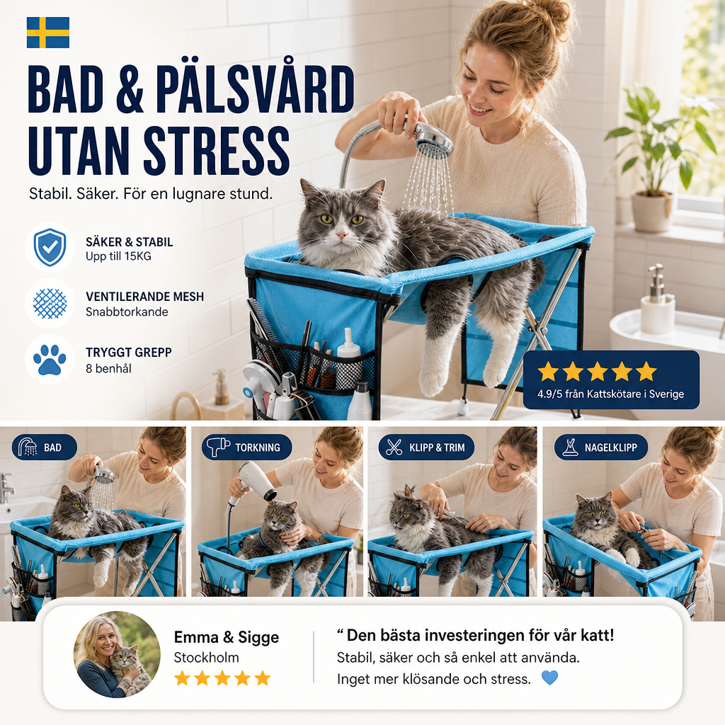 🐕 50 % RABATT NU! 🛁 2‑i‑1 hopfällbar skötselbädd för husdjur – stabil, andningsbar & avtagbar – perfekt för bad, trimning och pälsvård 🧴