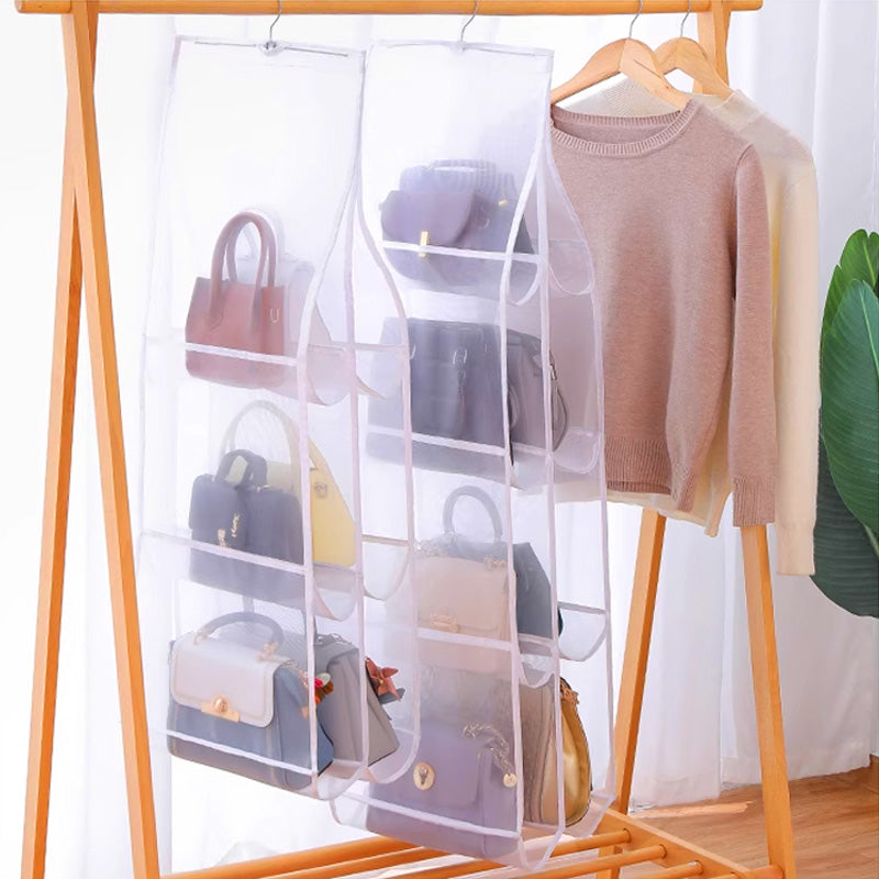 🔥 50 % RABATT! ❤️ Hängande förvaringsväska — 🎁 6/8 transparenta dammskyddade fickor, platsbesparande, vändbar design
