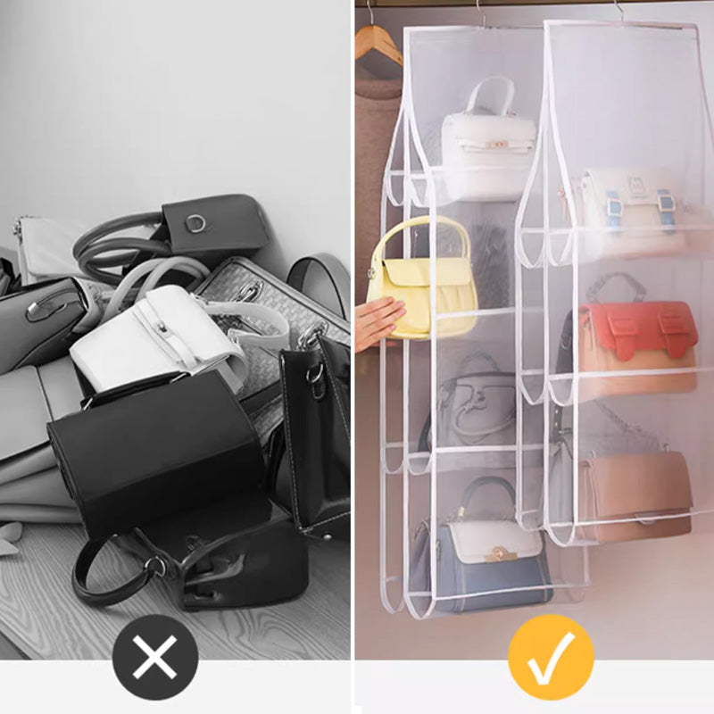 🔥 50 % RABATT! ❤️ Hängande förvaringsväska — 🎁 6/8 transparenta dammskyddade fickor, platsbesparande, vändbar design