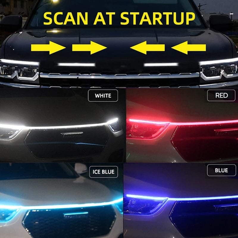 🚗 50% RABATT NU! ✨ Dynamiskt Skanning HoodBeam-kit - Mjuka och Hypnotiska Ljuseffekter för en Unik Bilupplevelse 🌟🔧
