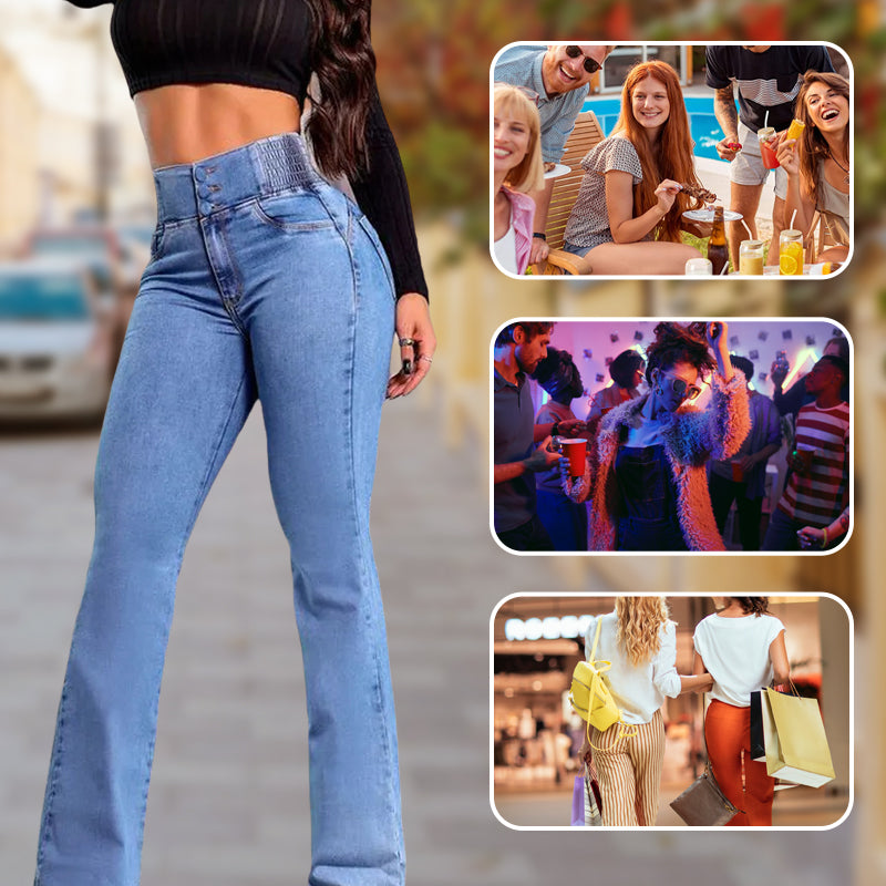 🔥64 % rabatt! ⏰ Högmidjade stretchbyxor med utsvängda ben – förlänger din silhuett, stretchig komfort, elegant stil hela dagen👖✨De första hundra kunderna får en gratis present🎁