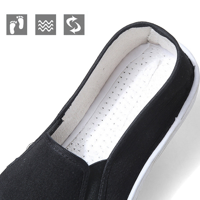 Unisex andningsbara tusenlagers slip-on tyg arbetsskor