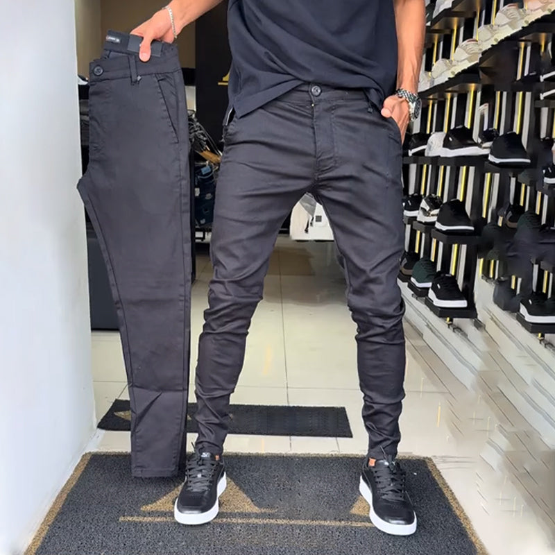 📌Höstens specialerbjudanden Bästsäljare 👖Slim-fit casualbyxor i enfärgat tyg för herr
