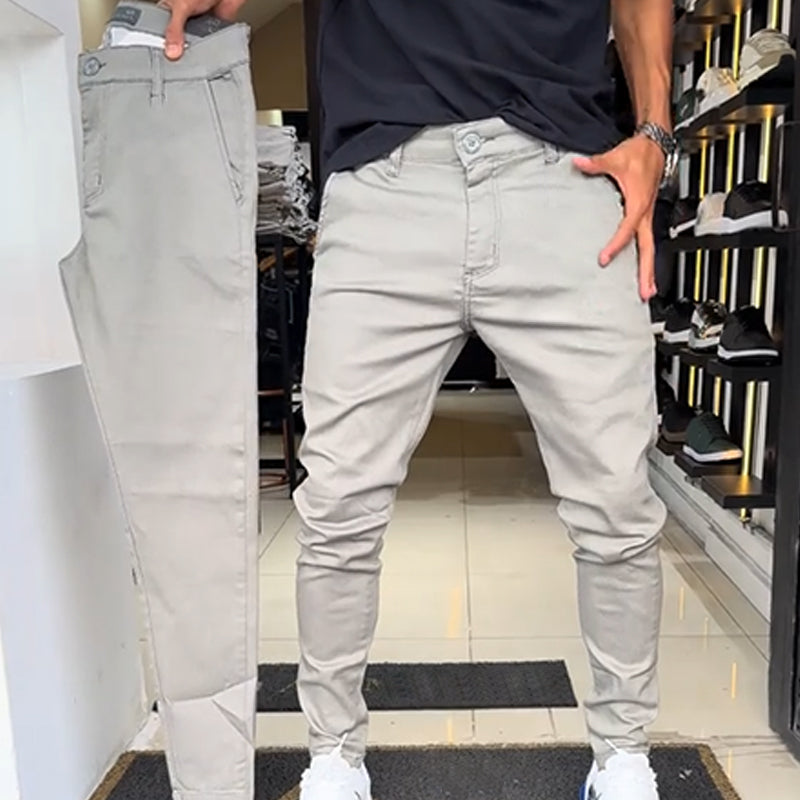 📌Höstens specialerbjudanden Bästsäljare 👖Slim-fit casualbyxor i enfärgat tyg för herr