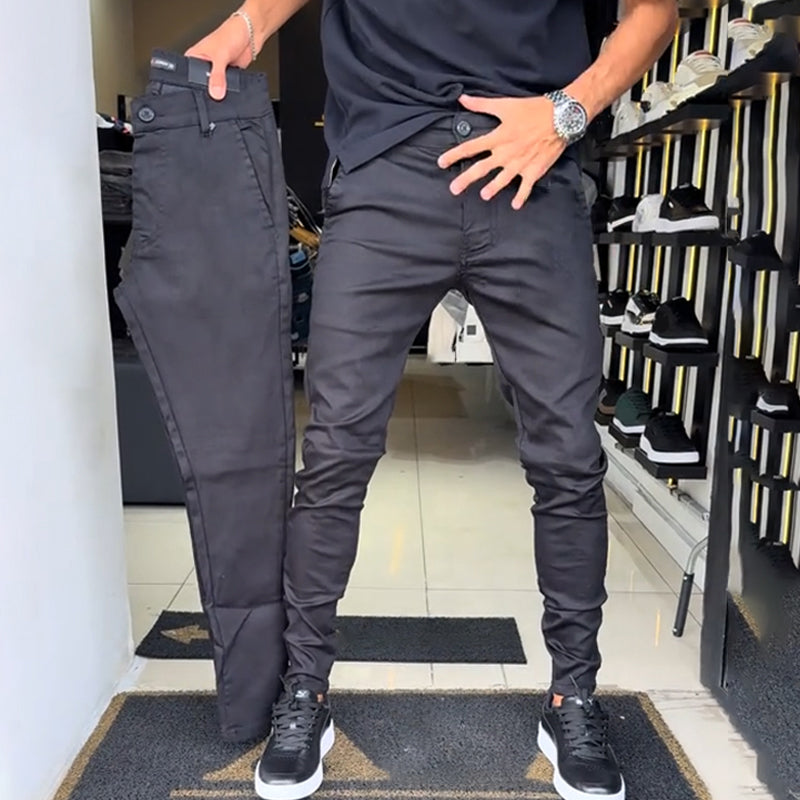 📌Höstens specialerbjudanden Bästsäljare 👖Slim-fit casualbyxor i enfärgat tyg för herr