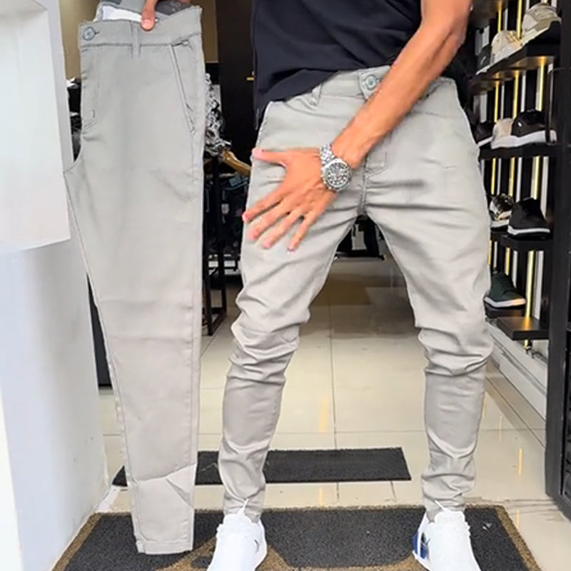 📌Höstens specialerbjudanden Bästsäljare 👖Slim-fit casualbyxor i enfärgat tyg för herr