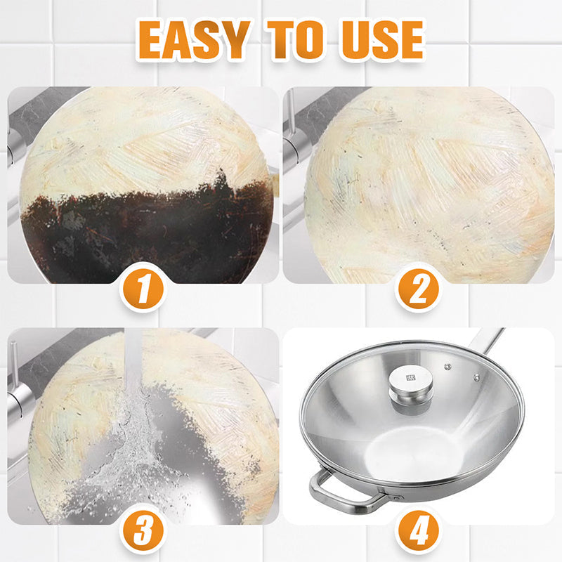 🧽 HET FÖRSÄLJNING - KÖP 2 FÅ 3✨Kraftfull Bränd Restborttagare Pasta för Köksredskap🔥Giftfri Formula med Mikropolering för Kastruller, Pannor & Grillar🍳