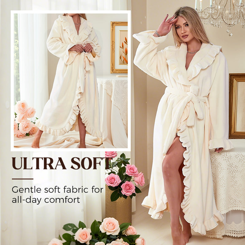 🍂❄️ Höst- & vinterkampanj! 50% REA💕 Lyxigt Mjuk Badrock – Ultramjukt Material, Eleganta Volanger & Vardagsbekväm Luggning！♀️