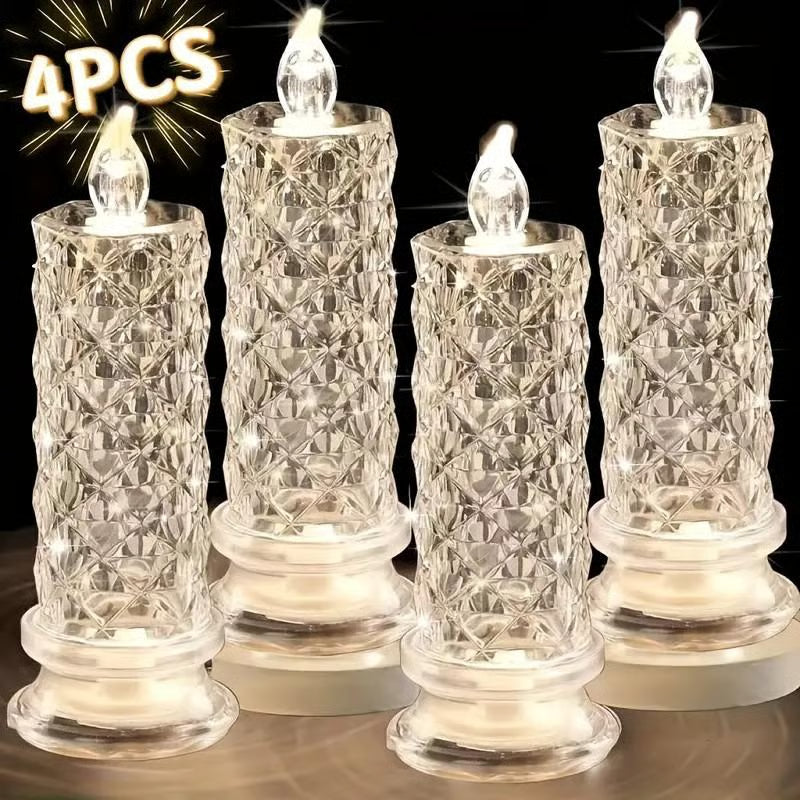 🔥Köp 1 få 1 gratis 🎁Set med 4 LED-kristalljus