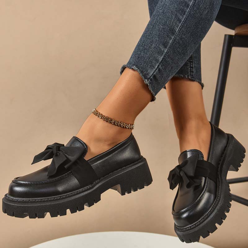Chic och Söt Platåloafers med Rosett