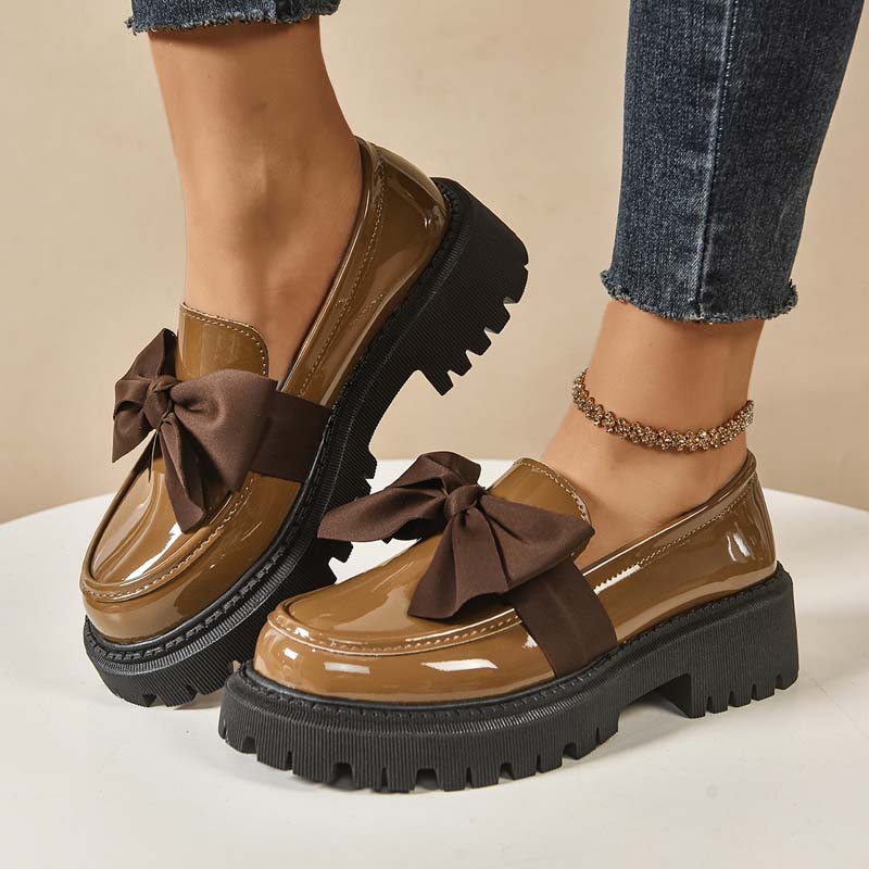 Chic och Söt Platåloafers med Rosett